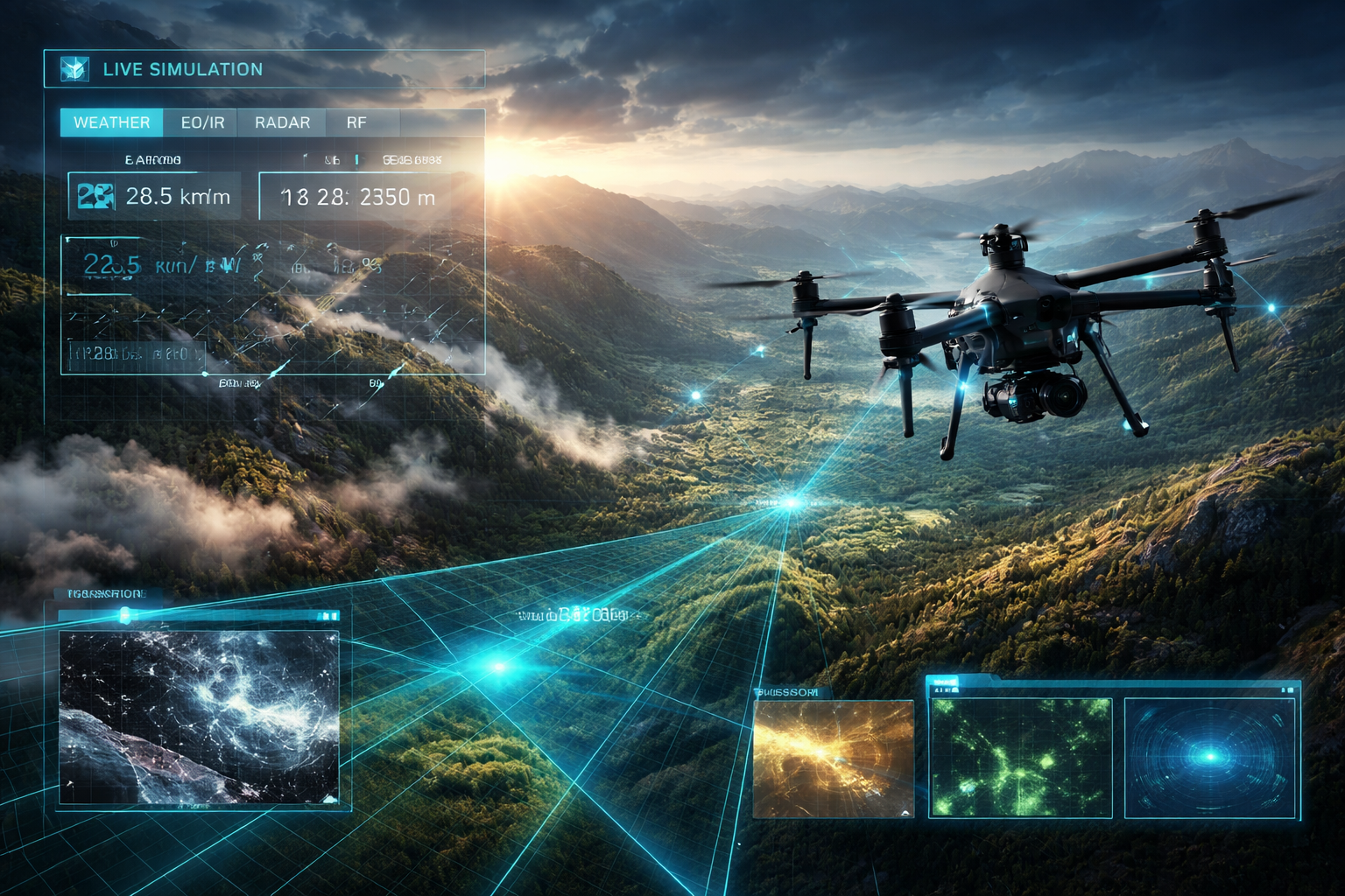 High wind UAV simulation snapshot
